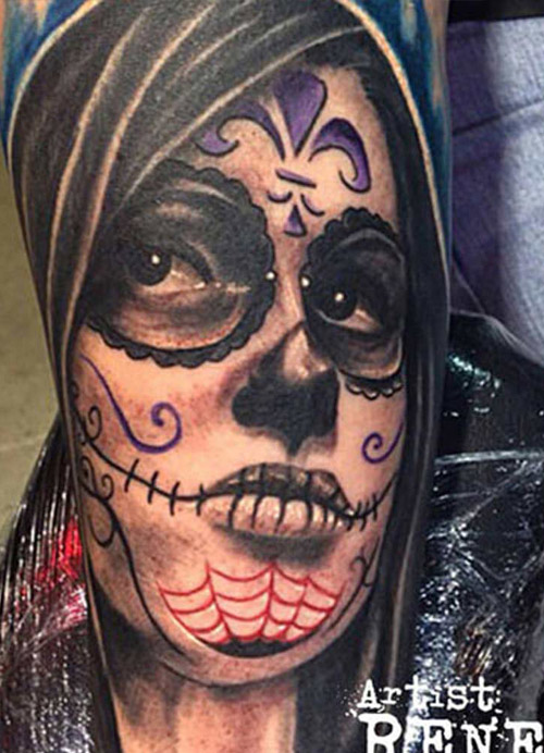 Day of the dead tattoo done by Rene Queens NorthJersey8th